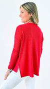 Button-Front Waffle Knit Top - Ruby-110 Long Sleeve Tops-Zenana-Coastal Bloom Boutique, find the trendiest versions of the popular styles and looks Located in Indialantic, FL