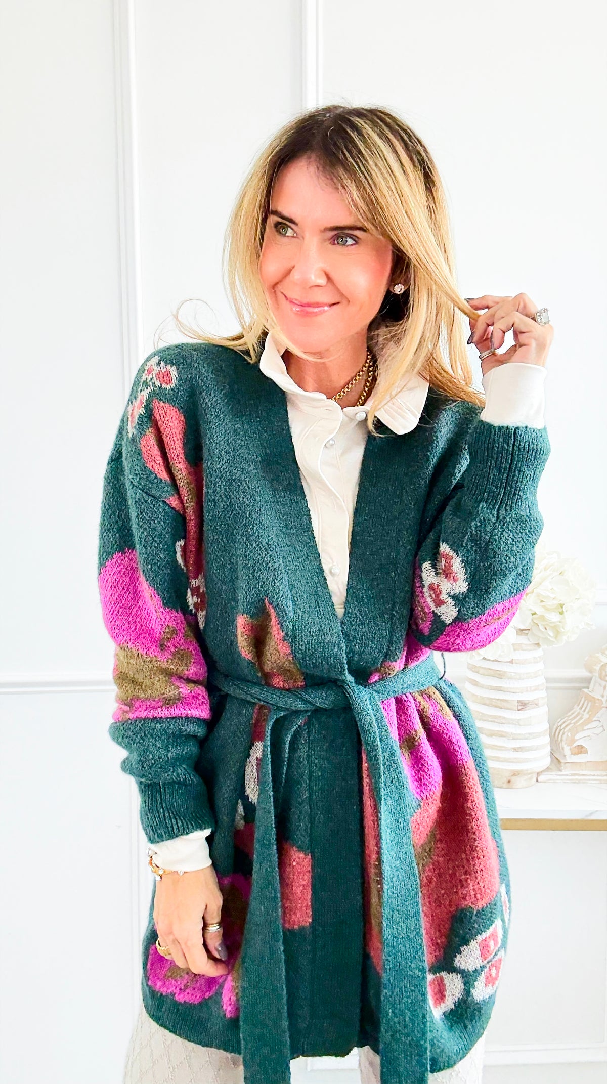 Bold Bloom Knit Cardigan-140 Sweaters-Rousseau-Coastal Bloom Boutique, find the trendiest versions of the popular styles and looks Located in Indialantic, FL