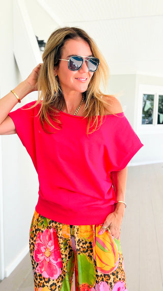 Off-Shoulder Comfort Top - Candy Red