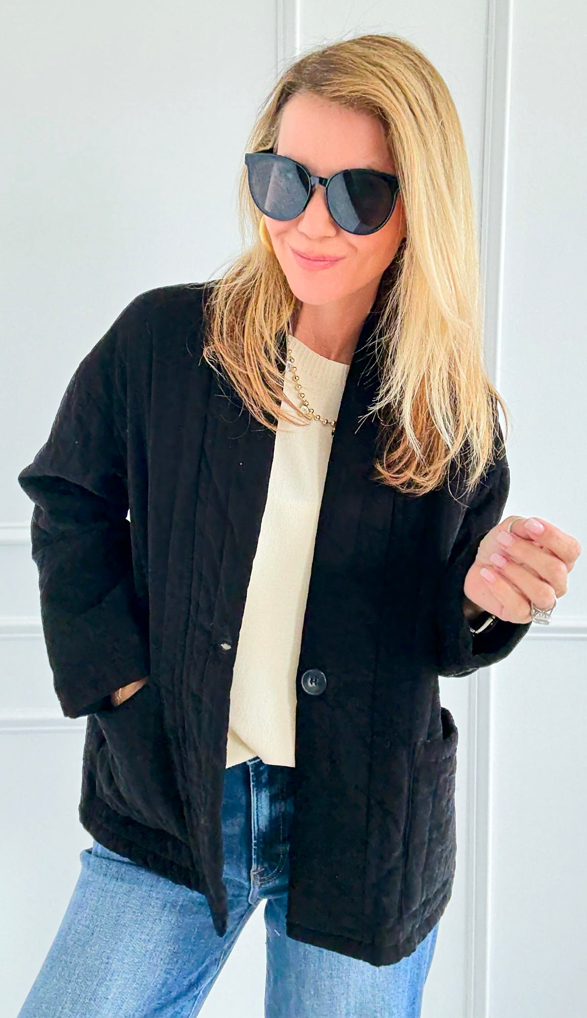 Quilted Ease Button Jacket-160 Jackets-Tempo-Coastal Bloom Boutique, find the trendiest versions of the popular styles and looks Located in Indialantic, FL