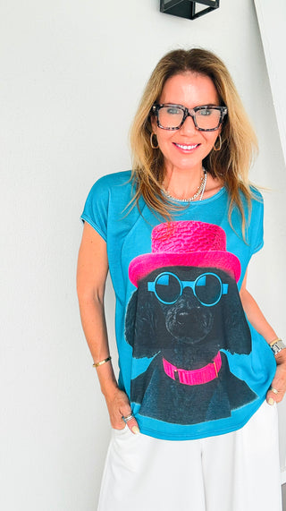 Poodle in Pink Italian Graphic Aria Top