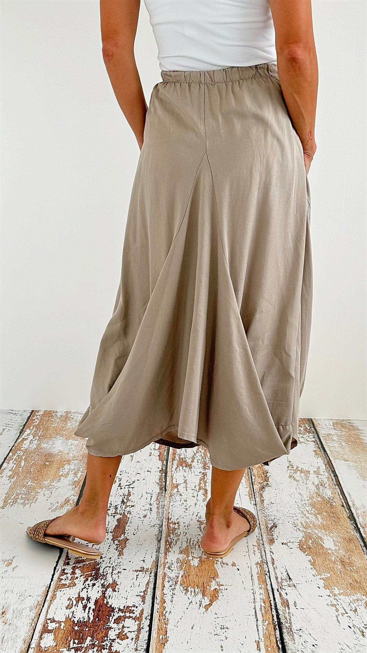 Buffy Italian Skirt - Beige-170 Bottoms-Tempo-Coastal Bloom Boutique, find the trendiest versions of the popular styles and looks Located in Indialantic, FL