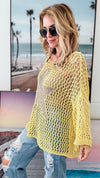 Shining Star Italian Chain Sweater - Light Yellow /Gold-140 Sweaters-Italianissimo-Coastal Bloom Boutique, find the trendiest versions of the popular styles and looks Located in Indialantic, FL