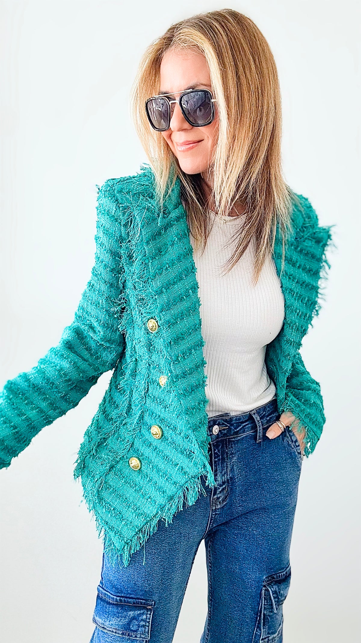 Tweed & 5th Blazer-160 Jackets-LA ROS-Coastal Bloom Boutique, find the trendiest versions of the popular styles and looks Located in Indialantic, FL