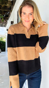 Striped Sophistication Knit Sweater-140 Sweaters-English Factory-Coastal Bloom Boutique, find the trendiest versions of the popular styles and looks Located in Indialantic, FL