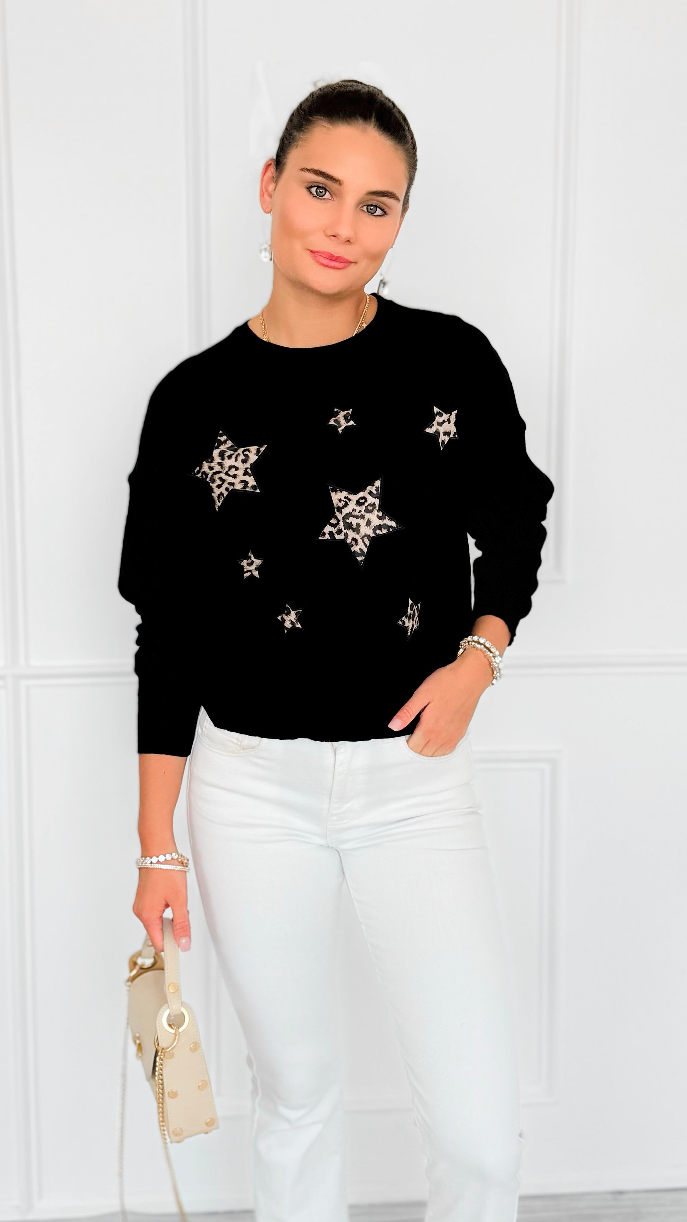 Star Wild Long Sleeve Top- Black-110 Long Sleeve Tops-V SKY-Coastal Bloom Boutique, find the trendiest versions of the popular styles and looks Located in Indialantic, FL