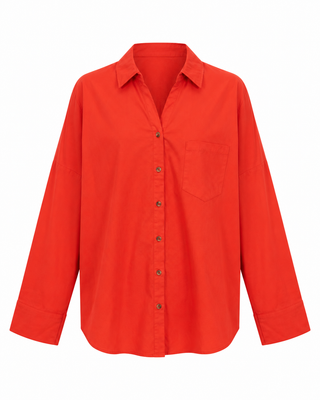 Oversized Button Front Top - Orange