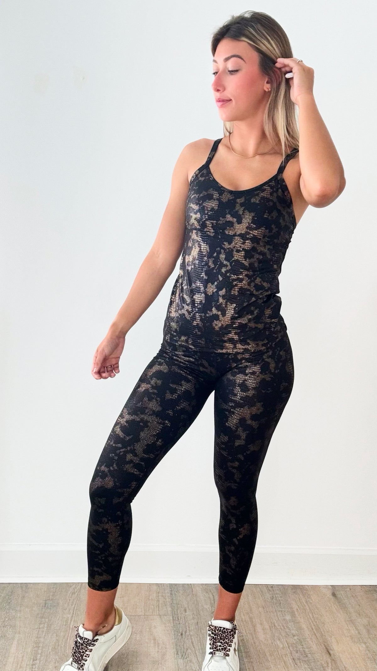 Slithering Gold Foil Set-210 Loungewear/Sets-Rae Mode-Coastal Bloom Boutique, find the trendiest versions of the popular styles and looks Located in Indialantic, FL
