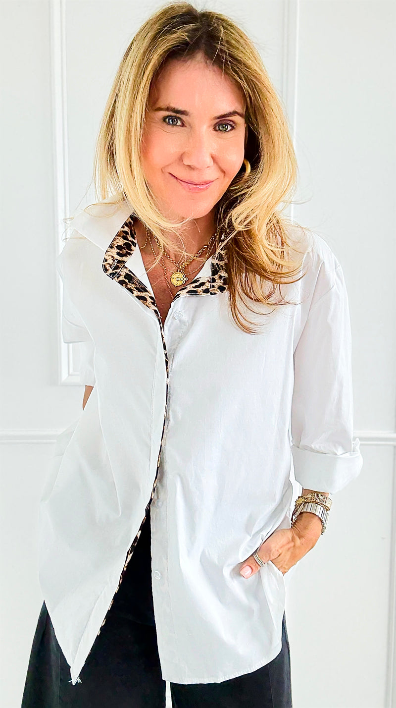 Wild Contrast Collar Italian Shirt-110 Long Sleeve Tops-STAR SRL-Coastal Bloom Boutique, find the trendiest versions of the popular styles and looks Located in Indialantic, FL