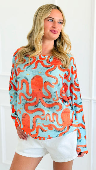 Ocean Whimsy Italian St Tropez Knit- Light Blue