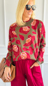 Blooming Elegance Knit Sweater - Olive-140 Sweaters-JODIFL-Coastal Bloom Boutique, find the trendiest versions of the popular styles and looks Located in Indialantic, FL