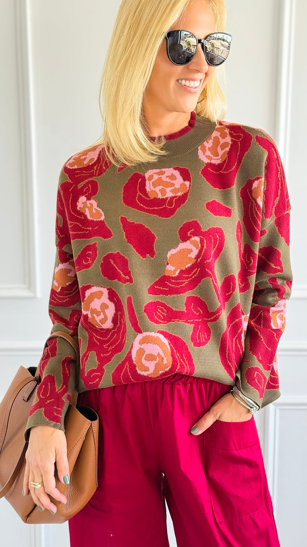 Blooming Elegance Knit Sweater - Olive-140 Sweaters-JODIFL-Coastal Bloom Boutique, find the trendiest versions of the popular styles and looks Located in Indialantic, FL