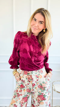 Heartfelt Ruffle Button Down Top