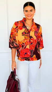 Wild Bloom Button Top-110 Long Sleeve Tops-oddi-Coastal Bloom Boutique, find the trendiest versions of the popular styles and looks Located in Indialantic, FL