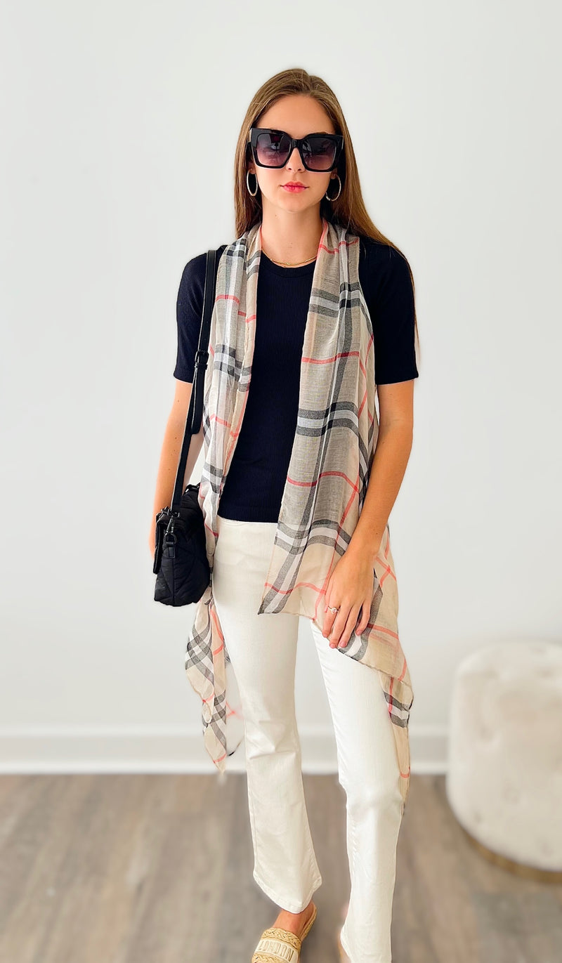 Plaid Cardigan Kimono Wrap-150 Cardigans/Layers-CAP ZONE-Coastal Bloom Boutique, find the trendiest versions of the popular styles and looks Located in Indialantic, FL