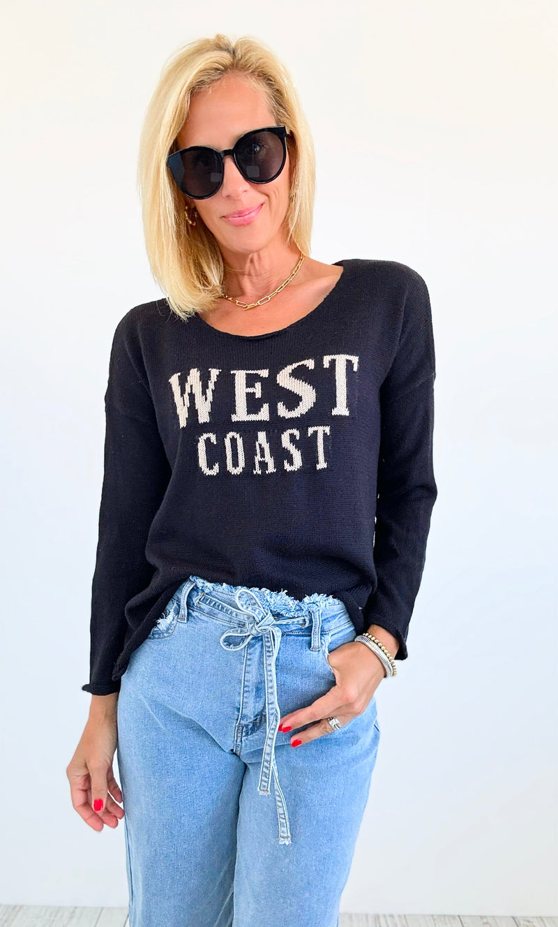 West Coast Lightweight Sweater - Black/Beige-140 Sweaters-MIRACLE-Coastal Bloom Boutique, find the trendiest versions of the popular styles and looks Located in Indialantic, FL