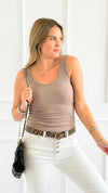 Ribbed Reversible Tank Top - Vintage Khaki-220 Intimates-Elietian-Coastal Bloom Boutique, find the trendiest versions of the popular styles and looks Located in Indialantic, FL