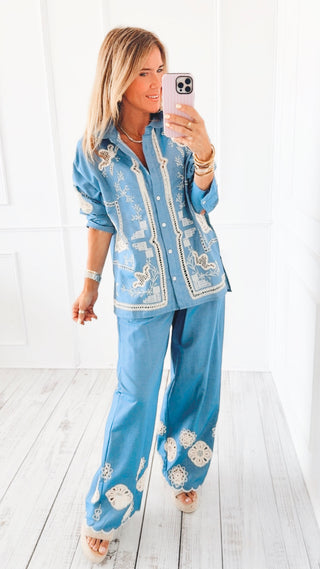 Bluebird Embroidered Set