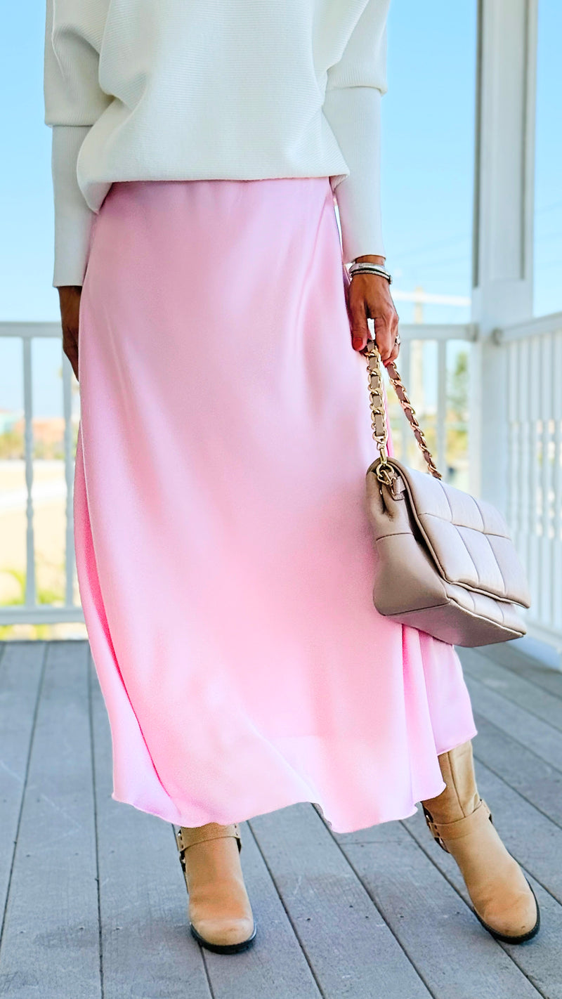 Isabella Italian Skirt- Light Pink-170 Bottoms-SEE YOU IN ROME-Coastal Bloom Boutique, find the trendiest versions of the popular styles and looks Located in Indialantic, FL