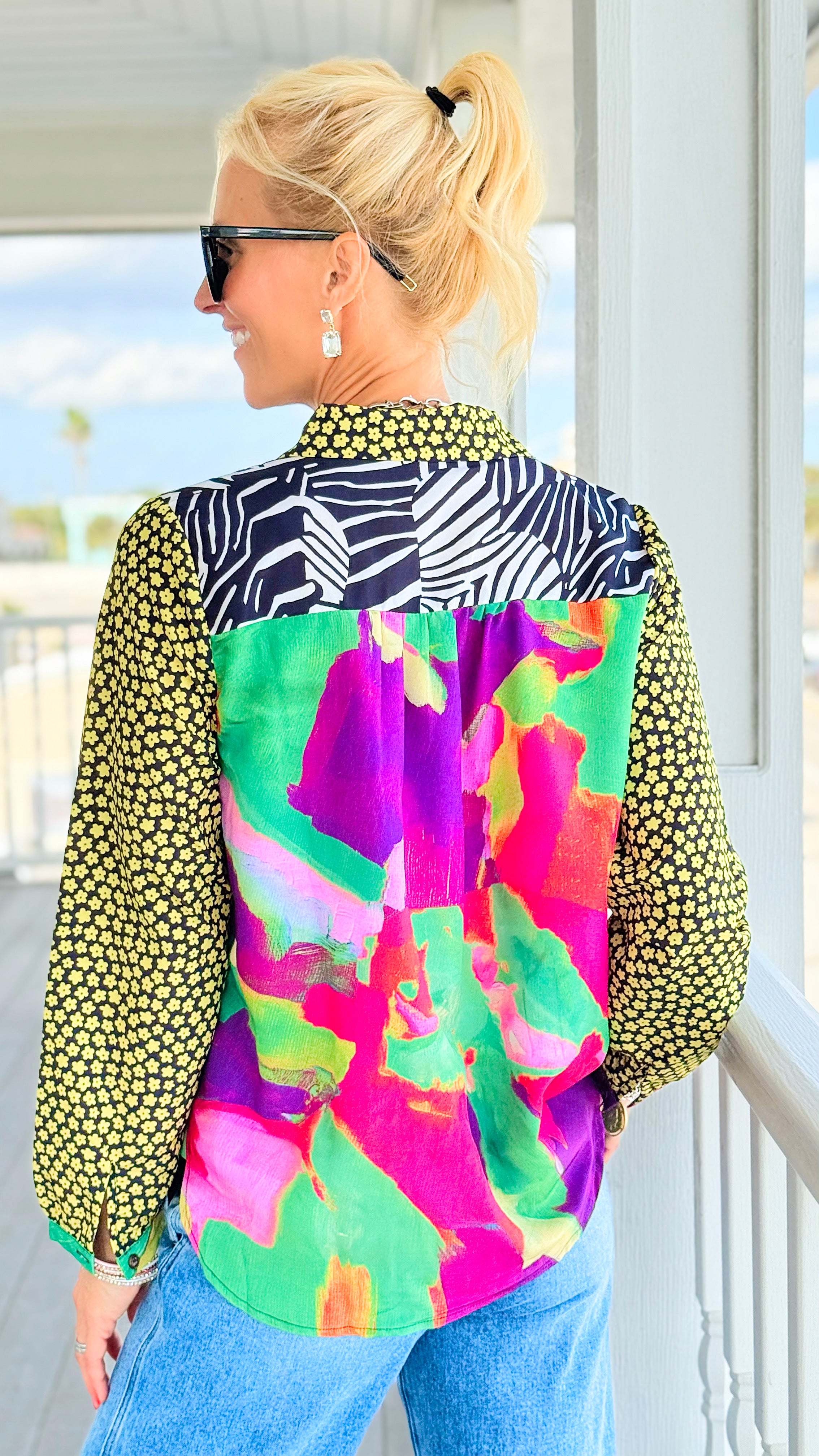 Urban Jungle Collage Top - Yellow