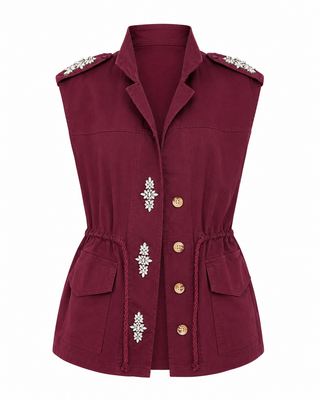 Pocketful of Sparkle Italian Vest - Wine
