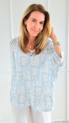 Parisian Short Sleeve Italian Crochet- Sky Blue-140 Sweaters-SORPRESA-Coastal Bloom Boutique, find the trendiest versions of the popular styles and looks Located in Indialantic, FL