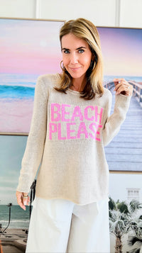Beach Mood Knit Sweater - Beige/Pink-140 Sweaters-Miracle-Coastal Bloom Boutique, find the trendiest versions of the popular styles and looks Located in Indialantic, FL