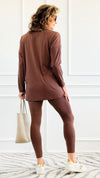 Brushed Microfiber Loungewear Set - Brown-210 Loungewear/Sets-Zenana-Coastal Bloom Boutique, find the trendiest versions of the popular styles and looks Located in Indialantic, FL