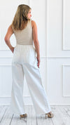 Wide-Leg Drawstring Cotton Pants-170 Bottoms-HYFVE-Coastal Bloom Boutique, find the trendiest versions of the popular styles and looks Located in Indialantic, FL