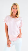 Satin Whisper Short Sleeve Top-110 Short Sleeve Tops-V6-Coastal Bloom Boutique, find the trendiest versions of the popular styles and looks Located in Indialantic, FL