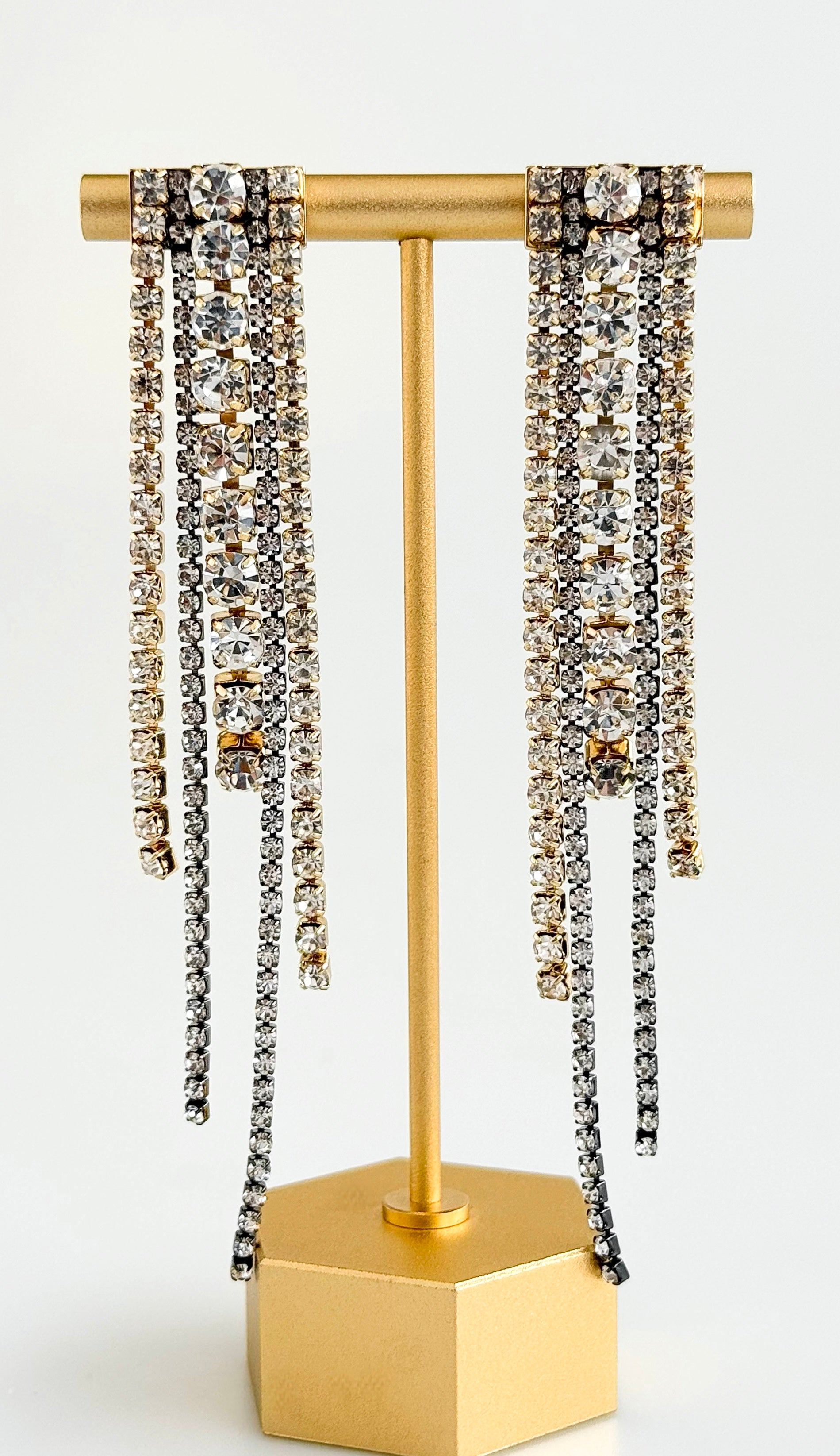Midnight Radiance Drop Earrings- Gold/ Hematite-230 Jewelry-GS JEWELRY-Coastal Bloom Boutique, find the trendiest versions of the popular styles and looks Located in Indialantic, FL