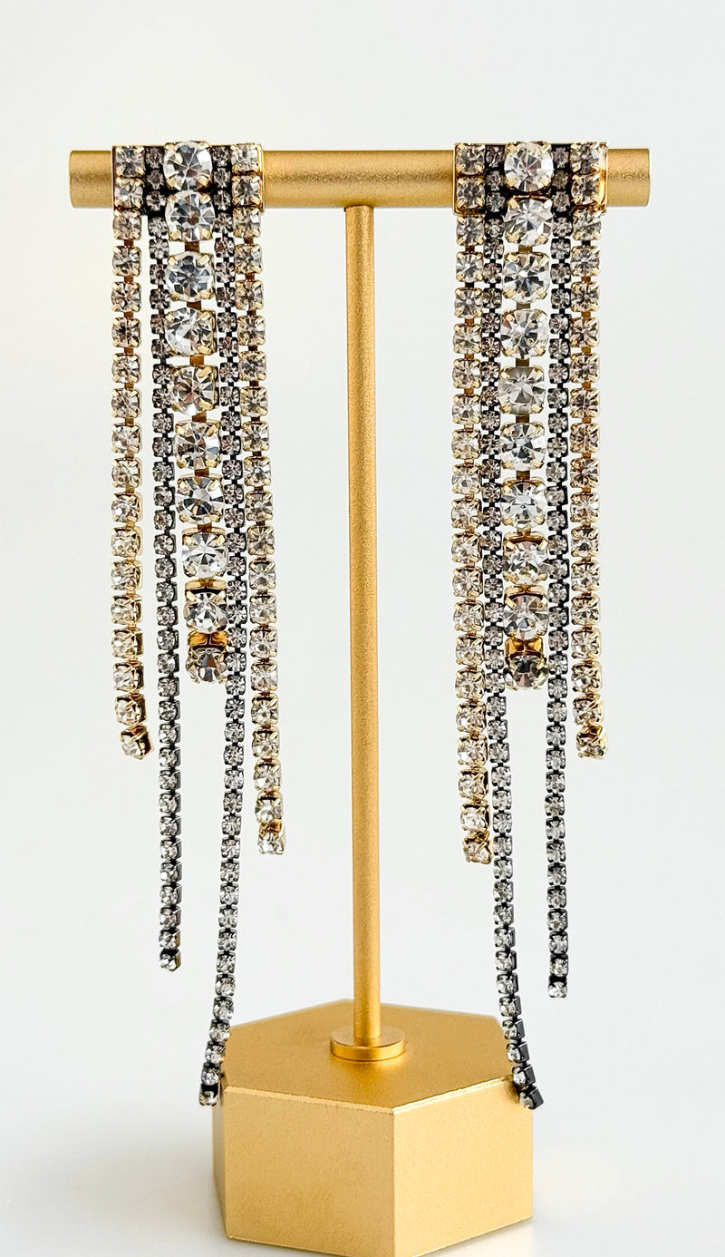 Midnight Radiance Drop Earrings- Gold/ Hematite-230 Jewelry-GS JEWELRY-Coastal Bloom Boutique, find the trendiest versions of the popular styles and looks Located in Indialantic, FL