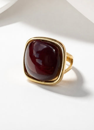 Matera Handcrafted Plain Square Ring - Wine