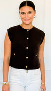 Gallery Walk Button Accent Vest-150 Cardigan Layers-Blu Pepper-Coastal Bloom Boutique, find the trendiest versions of the popular styles and looks Located in Indialantic, FL