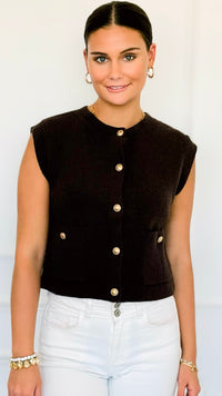 Gallery Walk Button Accent Vest-150 Cardigan Layers-Blu Pepper-Coastal Bloom Boutique, find the trendiest versions of the popular styles and looks Located in Indialantic, FL