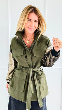 Power & Shine Utility Italian Jacket-160 Jackets-STAR SRL-Coastal Bloom Boutique, find the trendiest versions of the popular styles and looks Located in Indialantic, FL