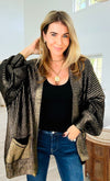 Mirrored Metallic Sugar High Italian Cardigan- Black/ Gold-150 Cardigan Layers-Italianissimo-Coastal Bloom Boutique, find the trendiest versions of the popular styles and looks Located in Indialantic, FL