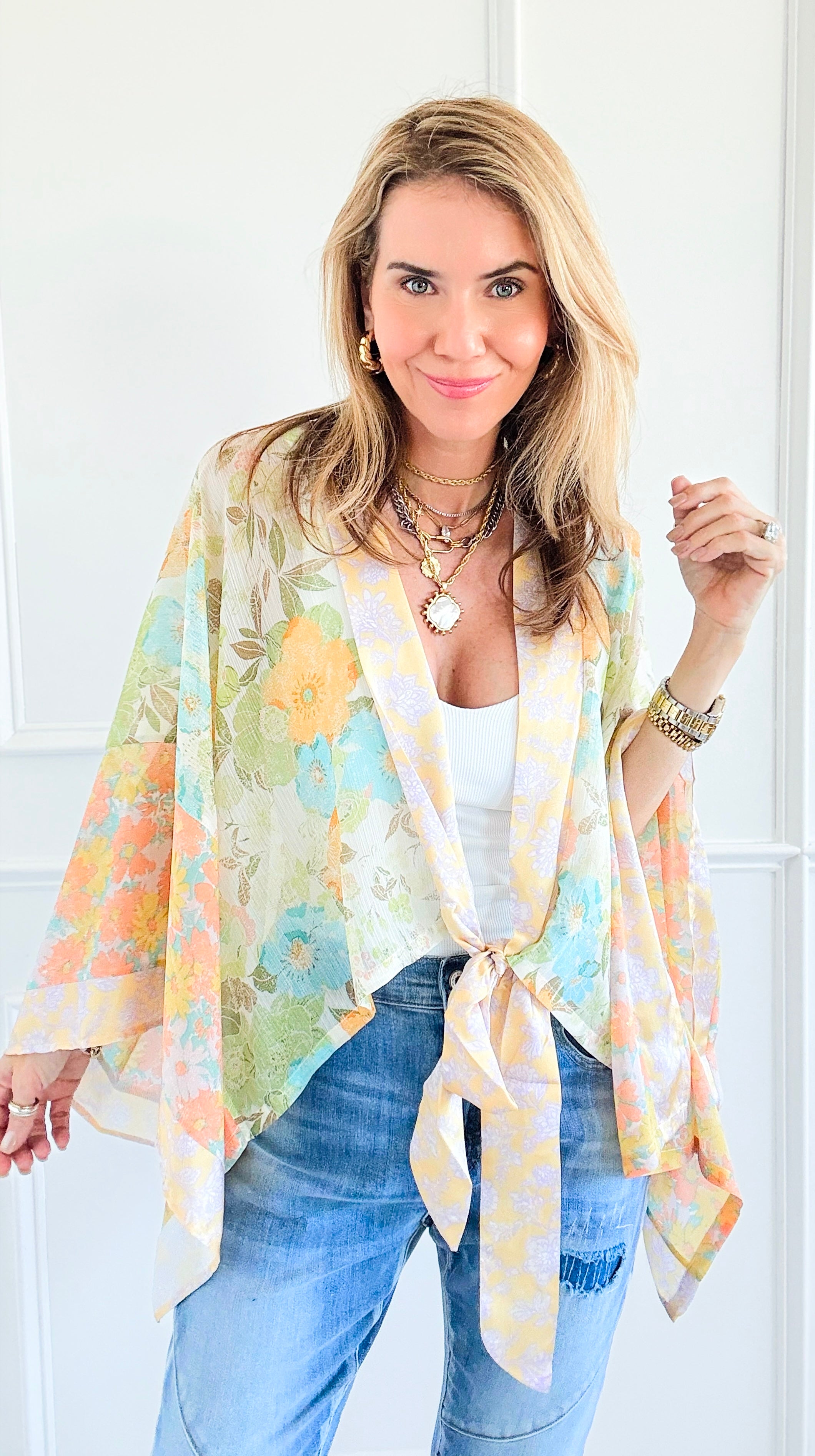 Midsummer Night Kimono-110 Long Sleeve Tops-mystree-Coastal Bloom Boutique, find the trendiest versions of the popular styles and looks Located in Indialantic, FL