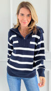 Nautical Vibes Striped Knit Sweater-140 Sweaters-English Factory-Coastal Bloom Boutique, find the trendiest versions of the popular styles and looks Located in Indialantic, FL