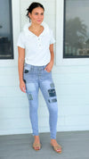 Patchwork Italian Denim Pant-190 Denim-SASU UNICORN-Coastal Bloom Boutique, find the trendiest versions of the popular styles and looks Located in Indialantic, FL