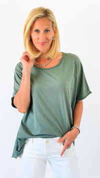 Everyday Italian Relaxed Top-Olive-110 short Sleeve Top-Italianissimo-Coastal Bloom Boutique, find the trendiest versions of the popular styles and looks Located in Indialantic, FL