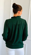 Victorian Muse Ruffle Top - Hunter Green-130 Long Sleeve Tops-JODIFL-Coastal Bloom Boutique, find the trendiest versions of the popular styles and looks Located in Indialantic, FL
