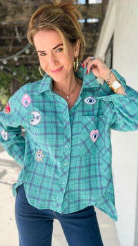 CB Custom - Cosmic Plaid Dream Button-Down Top-130 Long Sleeve Tops-Jodifl / Holly-Coastal Bloom Boutique, find the trendiest versions of the popular styles and looks Located in Indialantic, FL