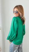 Pre Order - CB Custom Stripe Ribbon - Green-130 Long Sleeve Tops-Holly-Coastal Bloom Boutique, find the trendiest versions of the popular styles and looks Located in Indialantic, FL