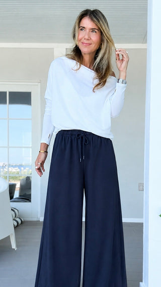 Oversized Mid Rise Fleece Sweatpants - Deep Navy