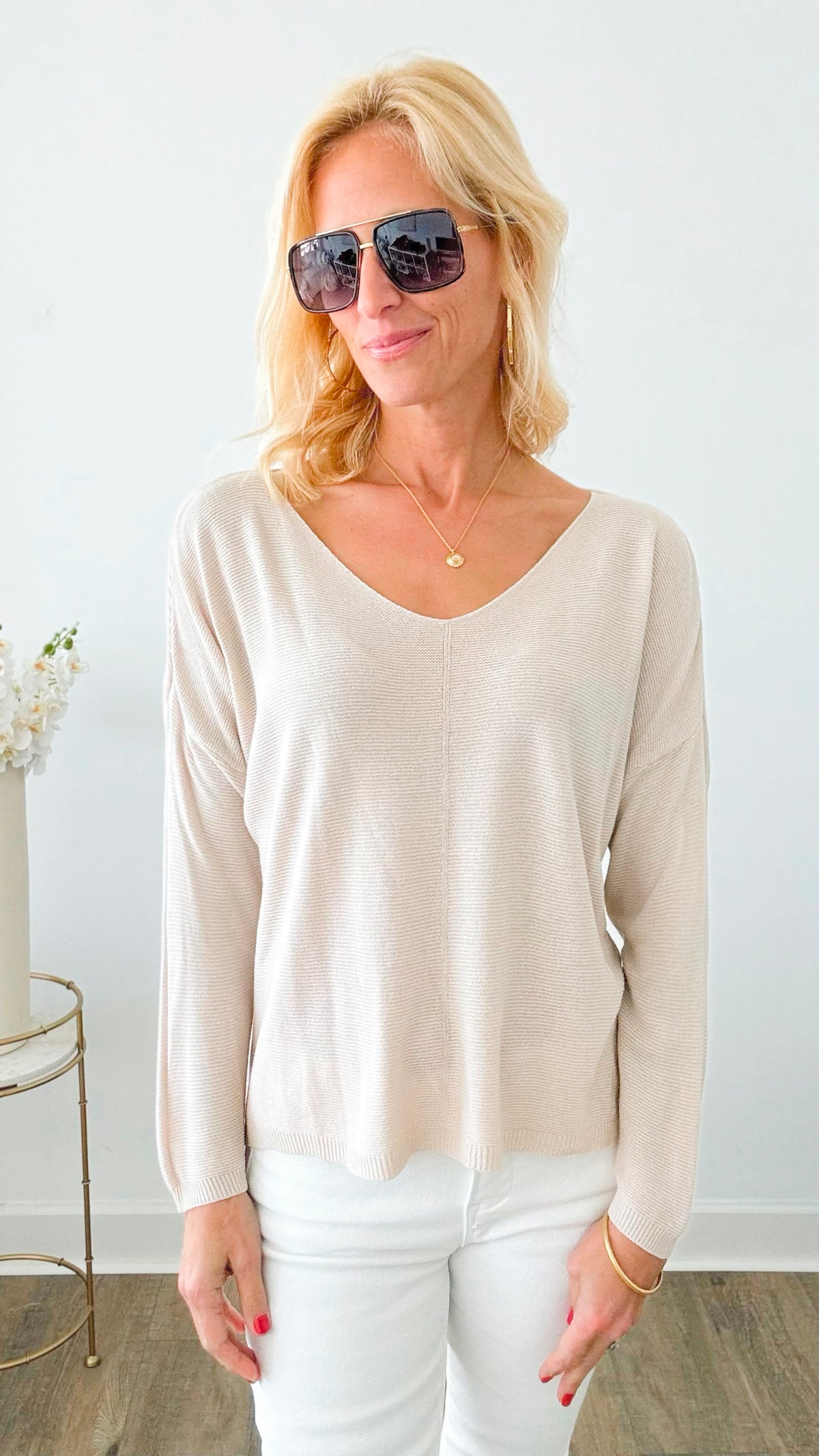 Close-Knit Coziness Italian Pullover - Ecru-140 Sweaters-Germany-Coastal Bloom Boutique, find the trendiest versions of the popular styles and looks Located in Indialantic, FL
