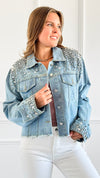 Glitz & Glam Denim Jacket-160 Jackets-KIWI-Coastal Bloom Boutique, find the trendiest versions of the popular styles and looks Located in Indialantic, FL