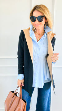 Bonded Color-Blocked Hooded Jacket-160 Jackets-Z STUDIO-Coastal Bloom Boutique, find the trendiest versions of the popular styles and looks Located in Indialantic, FL