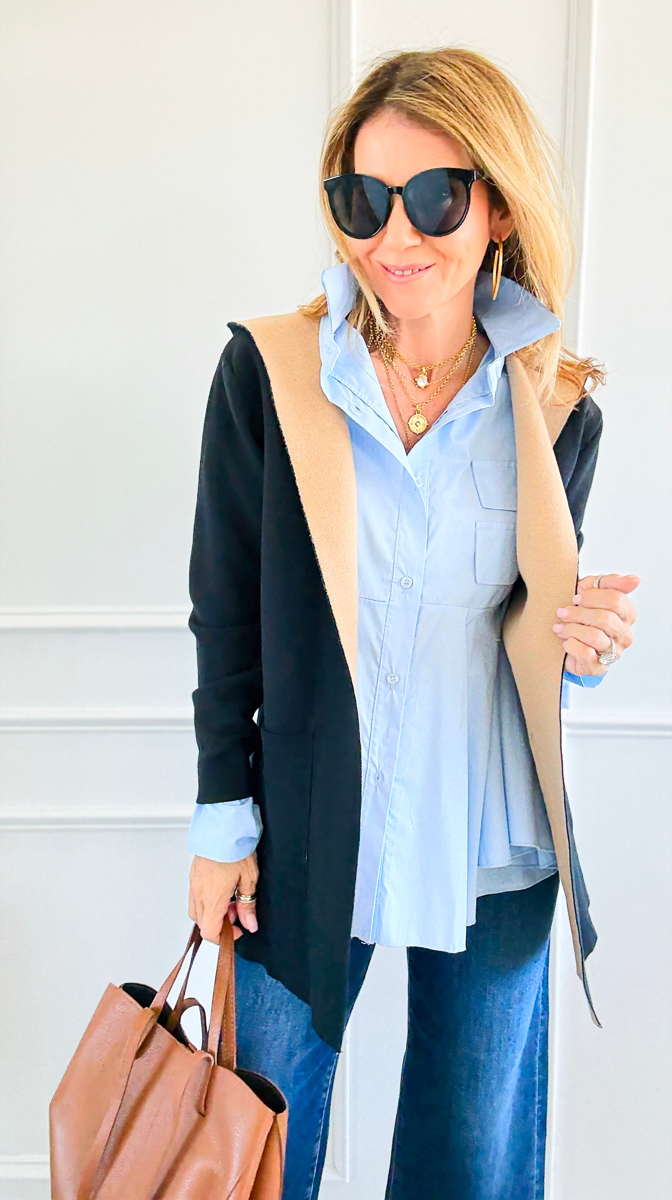Bonded Color-Blocked Hooded Jacket-160 Jackets-Z STUDIO-Coastal Bloom Boutique, find the trendiest versions of the popular styles and looks Located in Indialantic, FL