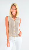 Timeless Button-Up Knit Vest - Taupe-150 Cardigans/Layers-JODIFL-Coastal Bloom Boutique, find the trendiest versions of the popular styles and looks Located in Indialantic, FL